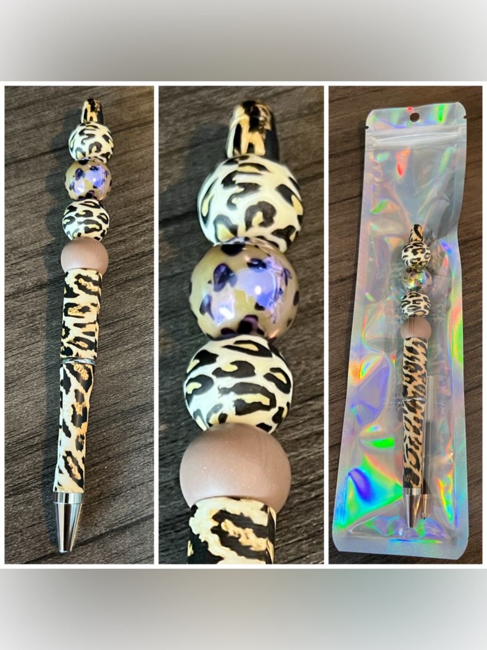 Leopard Cheetah print beaded pen